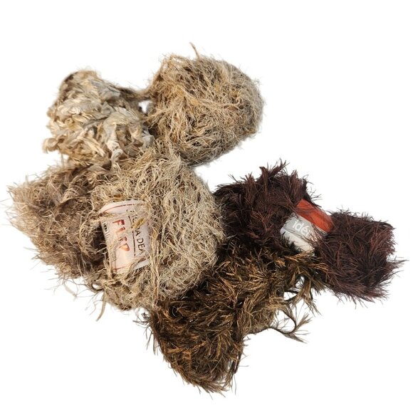 Variety Pack Of 5 Textured Yarn Balls For Knitting & DIY Crafts Neutral Brown & - Picture 1 of 6